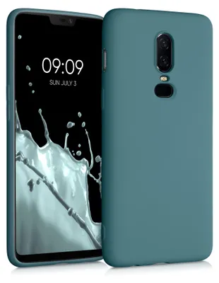 Produktbild von kwmobile Hülle kompatibel mit OnePlus 6 Hülle - gummierte TPU Silikon Handyhülle - Schutzhülle für kabelloses Laden - Case in Petrol matt