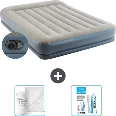 Produktbild von Luftmatratze - 2er - 152 x 203 x 30 cm - Grau - Mit Pumpe - Bettwäsche und Reparaturset