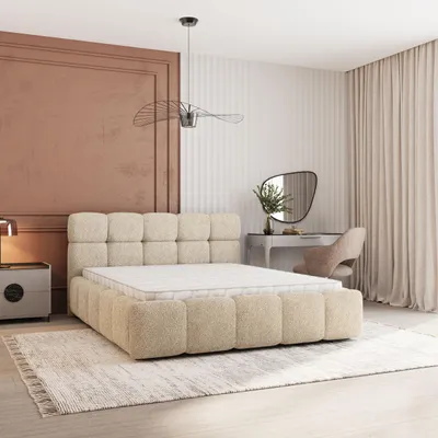 Produktbild von Masseno Polsterbett FARU Q 160x200 cm, Polsterbett mit Bettkästen - Creme, QUELLE 02