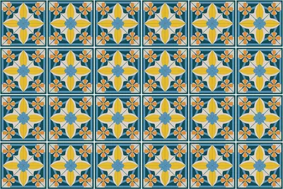 Produktbild von Fliesenaufkleber 15x15 cm – 24 Stück – Selbstklebend – Wasserfest – Pflegeleicht – Hitzebeständig – Für Küche & Bad – Blumenmotive in einem Netz