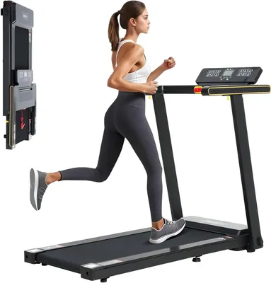 Obrázek produktu pro Běžecký pás pro domácí použití – skládací – pro indoor fitness – tichý motor 750W – rychlost 12 km/h – černý