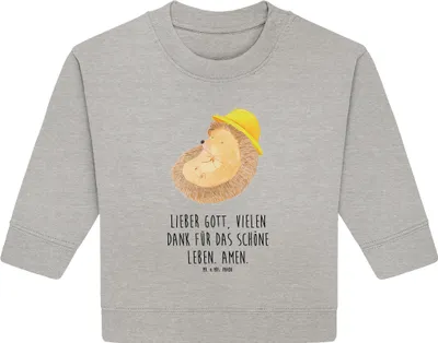 Produktbild von Mr. & Mrs. Panda Organic Baby Pullover Igel Beten 24. - 36. Monat - Heather Grey - Geschenk, Genießen, Leben, Bullover, Lustige Sprüche, Dankbar, Gott