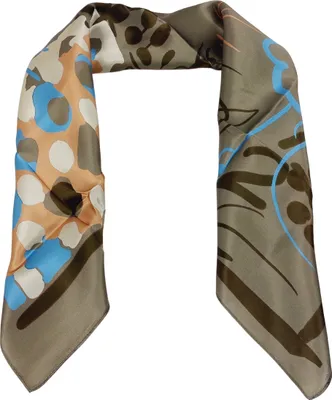 Produktbild von edles Seidentuch khaki blau orange 65x65 cm Paintart - SPECIAL EDITION