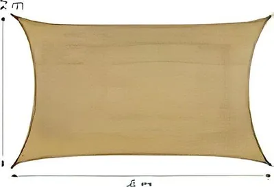 Image de Toile d'ombrage rectangulaire, protection solaire, forme concave, résistante aux UV, avec cordons, 2 x 4 m, couleur sable