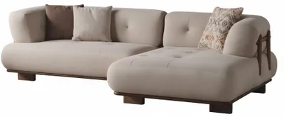 Immagine prodotto di Divano ad angolo: divano spazioso, forme arrotondate, tessuto resistente, color crema