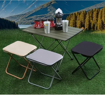 Immagine prodotto di Sgabelli da campeggio pieghevoli - leggeri e portatili per le attività all'aperto - neri - XL