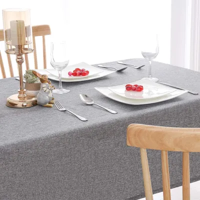 Produktbild von Tischdecke Leinenoptik Wasserabweisend Grau 160 x 320 cm