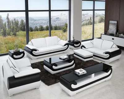 Zdjęcie produktu dla Sofa 3+2+1 osobowa 2x stolik boczny taboret 7-częściowy zestaw do salonu