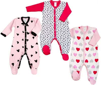 Produktbild von KLEKLE 3er Pack Baby Strampler Rosa Maus Herzen Größe 56