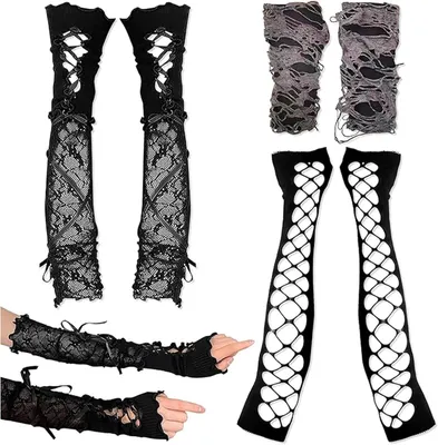 Imagen del producto de Muñequeras sin dedos, 3 pares, accesorios góticos alternativos, para la moda