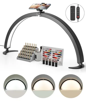 Zdjęcie produktu dla Biurkowa lampa do paznokci VEVOR w kształcie półksiężyca (40 W, 735 mm długości), lampa do manicure z regulacją jasności, lampa biurkowa LED do przedłużania paznokci i rzęs