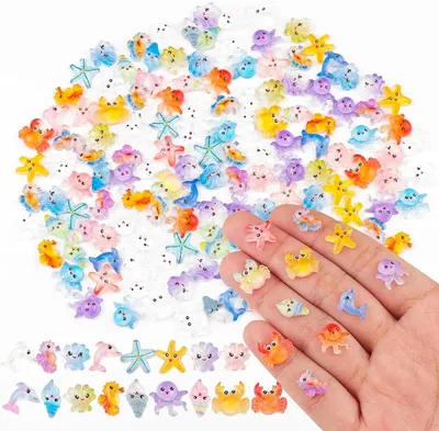 Immagine prodotto di Mini figure di animali, 200 pezzi, in resina, per progetti fai-da-te