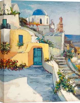 Productafbeelding van Canvas schilderij, zeelandschap - Luigi Florio, Zonsondergang op Santorini - 60x80 cm