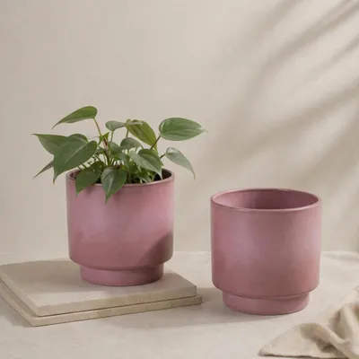 Produktbild von Übertöpfe in Ø 10,5 cm, Blumentöpfe in Altrosa im 2er Set