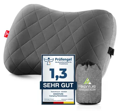 Obrázok produktu pre Nafukovací cestovný/kempingový vankúš s odnímateľným poťahom, ergonomický vankúš na hlavu