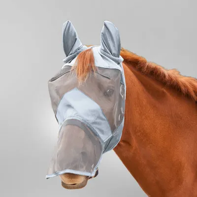 Image de Waldhausen Masque anti-mouches Premium avec protection des oreilles et du nez - gris argenté