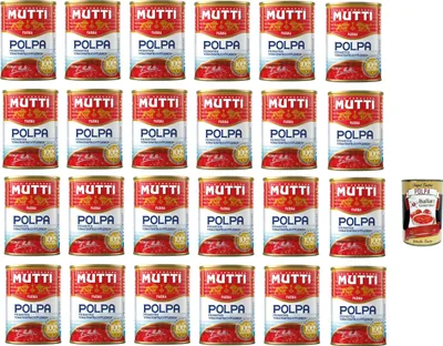 Produktbild von 24x Mutti polpa di Pomodoro Tomatenpulpe Tomaten sauce 100% Italienisch 400g dose + Italian gourmet Polpa