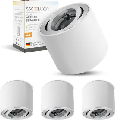 Produktbild von SSC-LUXon CELI-2W 4 Stück Aufbauspot rund weiß schwenkbar für GU10 / Modul – Aufbaustrahler Alu 230V ohne Leuchtmittel für Decke Innen