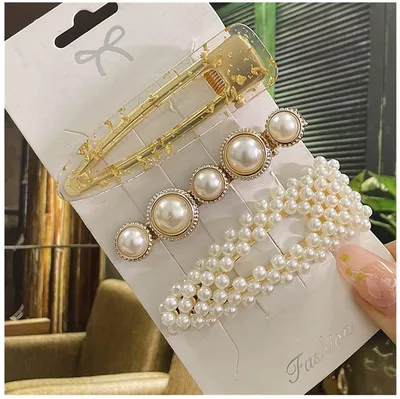 Produktbild von WEIXIAO WLKH Simulierte Perlenhaarclips für Frauen Koreanische Frauen Haarnadeln Mädchen Geometrische Haar-Barrettes Mode Hairgrip Haarschmuck (Farbe : Set 22)