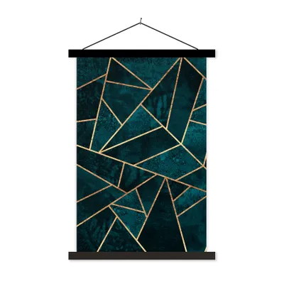 Produktbild von MuchoWow® Textilposter Steine - Gold - Luxus - Muster - Abstrakt 40x60 cm mit schwarzem Rahmen - Wanddekorationen