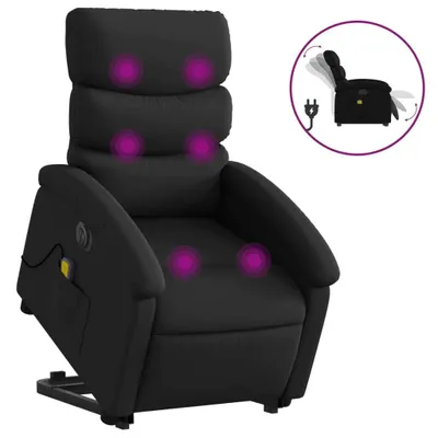 Image de vidaXL Fauteuil de massage avec releveur électrique noir similicuir