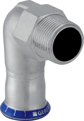 Produktbild von Geberit GE Mapress, Edelstahl, Uebergangswinkel, 90 Gr., d28mm, R1, 1 Stk.