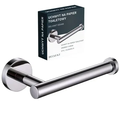 Zdjęcie produktu dla Delvant ESVAN Uchwyt na papier toaletowy wieszak metalowy łazienkowy ścienny srebrny chrom