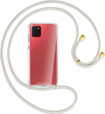 Produktbild von Handykette Backcover-Schutzhülle mit Band (Metall goldfarben) für Samsung Galaxy Note 10 Lite - broken white