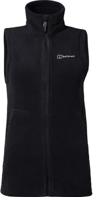 Schwarze Fleece-Weste von Berghaus; Modell "Prism Polartec Vest"; ohne Ärmel; mit Reißverschluss und zwei Taschen.