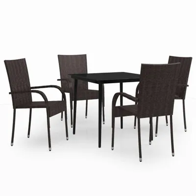 Produktbild von vidaXL 5-tlg. Garten-Essgruppe Braun und Schwarz