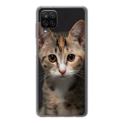 Produktbild von MuchoWow® Handyhülle Schutzhülle Hülle für Samsung Galaxy A12 Katze - Schwarz - Porträt Silikon Softcase Handy Hülle - Bild