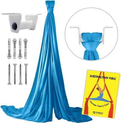 Produktbild von Diabolo-Tuch Luftakrobatik 8 m türkisblau mit Weib-Montagematerial – & 100 % Polyester für Kinder, Anfänger & Profis | 160 cm breites Tuch Akrobatik