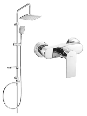 Image de Mexen Sven ensemble de douche apparent avec pomme haute et mitigeur Royo, chrome - 72240262-00