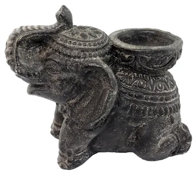 Produktbild von Räucherstäbchenhalter Räucherkegelhalter Elefant schwarz Kerzenständer Figur