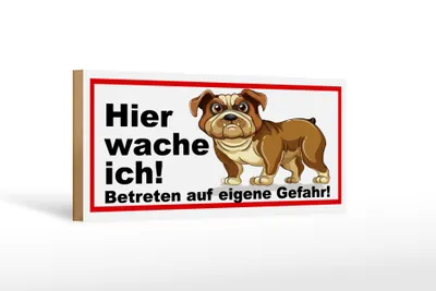 Produktbild von Holzschild Hund, Hier wache ich,  27 x 10 cm, Holzschilder Spruch Hunde Tier