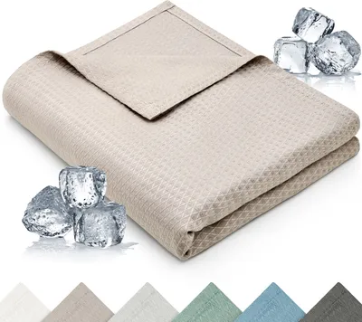 Zdjęcie produktu dla Blumtal koc chłodzący 150x200 cm - Bambusowy koc letni na sofę i łóżko, oddychający i chłodzący - Taupw, idealny jako koc podróżny - Taupe