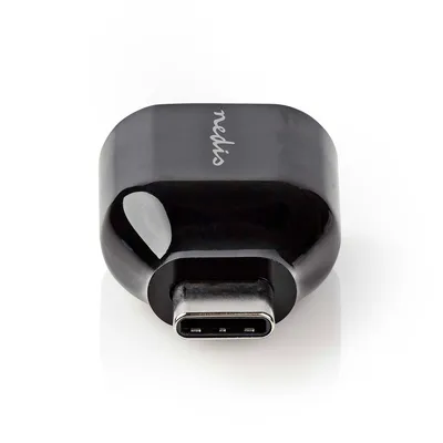 Image de Adaptateur USB-C Nedis - USB 3.2 Gen 1 - USB-C mâle - USB-A femelle - 5 Gbps - rond - nickelé - noir - boîte