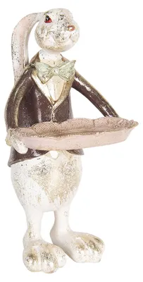 Zdjęcie produktu dla Clayre & Eef figurka królik 30 cm biały czarny polyresin
