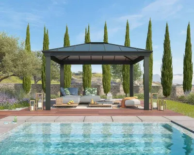 Image de Gazebo de jardin 425,5x363,5cm gris - Palram - 705938 - dallas