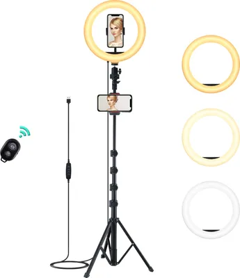 Produktbild von Aukey Ringlicht LT-T13S, 10-Zoll-Dimmbar Ringlicht 360-Grad-universeller Telefonhalter