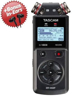 Obrázok produktu pre Audio rekordér Tascam DR-05XP, 2-kanálový záznamový prístroj + bonusové slúchadlá do uší