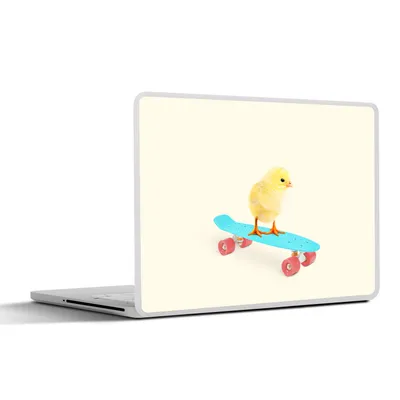 Produktbild von MuchoWow® Laptop Aufkleber Sticker Cover Küken - Gelb - Skateboard - Blau - Tiere 30x22 cm - Laptop-Sticker