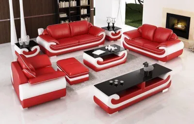 Produktbild von Sofagarnitur 3+2+1 Sitzer Set Design Sofas Polster Couchen Leder Relax Moderne