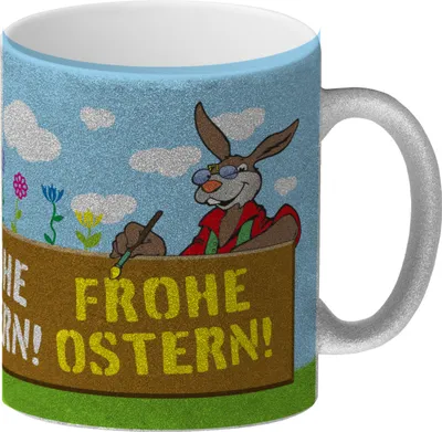 Produktbild von Frohe Ostern! Glitzer-Kaffeebecher Du bist noch auf der Suche nach einem