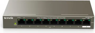 Produktbild von Tenda TEF1109P-8-63W, Unmanaged, Fast Ethernet (10/100), Power over Ethernet (PoE), Rack-Einbau