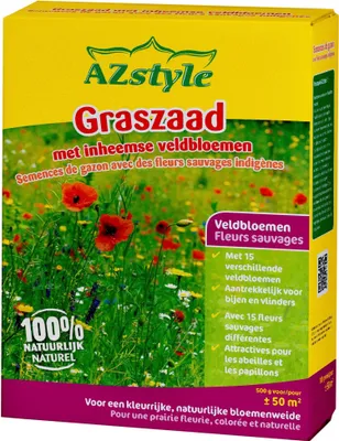 Produktbild von Ecostyle Grassamen 500g für 50 m² - mit heimischen Feldblumen - Mit 30 verschiedenen Feldblumen - Ergibt eine bunte, natürliche Blumenwiese - Attraktiv für Insekten, Bienen und Schmetterlinge