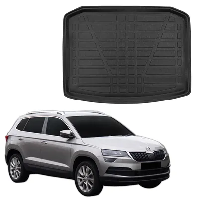 Image de Tapis De Coffre Sur Mesure Pour Skoda Karoq 2WD Depuis 2018, Noir, Antidérapant, Bord Haut, Toutes Saisons