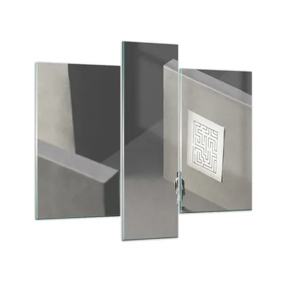 Produktbild von Bilder auf glas - 3 Teile - Labyrinth Grau Verloren - 95x80cm - Glasbilder - Wandbilder - Bilder - zum Aufhängen bereit - Wanddekoration aus Glas - Glas Bilder - Wandbild auf Glas - GCB95x80-5086