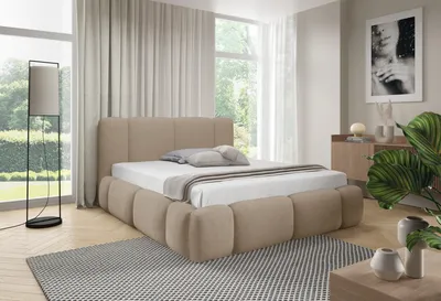 Produktbild von Polsterbett BIANNO mit Bettkasten| Bett 140x200| Doppelbett mit Stauraum und Lattenrost| Boxspringbett-Optik |ohne Matratze| Schlafzimmer- Taupe