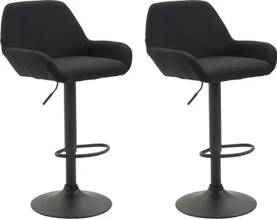 Produktbild von TPFLiving 2er Set Barhocker Bragnum Gestell schwarz Stoff Schwarz